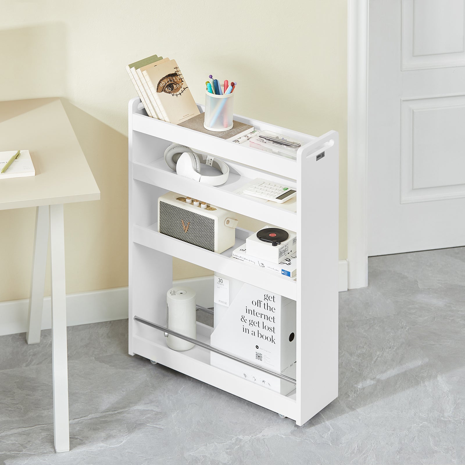 SoBuy | Nischenwagen 18cm breit | Badrollwagen | Küchenregal Weiß | NSR01-W