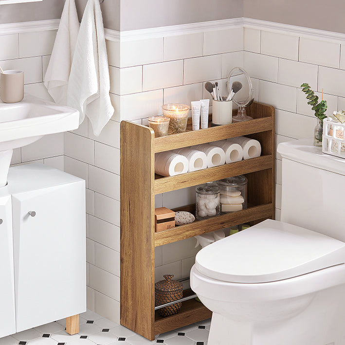 SoBuy | Nischenregal | Badrollwagen | Badezimmerregal | Küchenregal Vintage | NSR01-PF