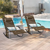 Sobuy | 2-set Garden Lounger | Sun Lounger s taškou | Palubní židle Beige | OGS28-mix2