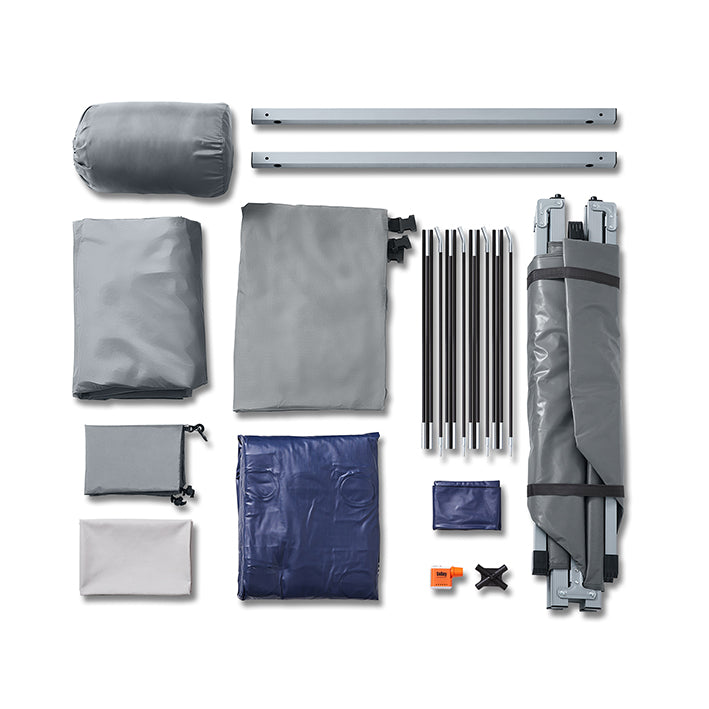 SoBuy | 7in1 Zelt Campingzelt | 1 Person | Outdoor | Feldbett | Hellgrau | 193x160x86cm | OGS32-HG