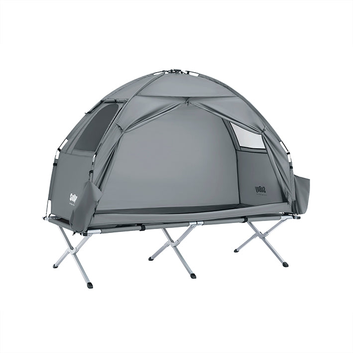 SoBuy | 3in1-Zelt Campingzelt Einzelzelt Outdoor Feldbett Grau 193x160x86cm | OGS32-II-HG