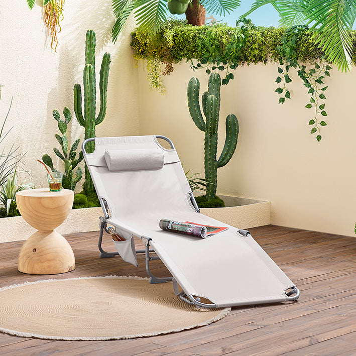 Vorverkauf | SoBuy | Gartenliege | Sonnenliege klappbar | Beige | OGS35-MI