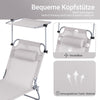 SoBuy | 2-er Set Sonnenliege mit Sonnendach | klappbare Gartenliege | Relaxstuhl für Gärten, Strände | Beige | OGS48-MIx2