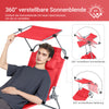 SoBuy | Sonnenliege mit Sonnendach | klappbare Gartenliege | Relaxstuhl für Gärten, Höfe, Strände | Rot | OGS48-R