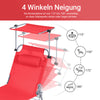 SoBuy | Sonnenliege mit Sonnendach | klappbare Gartenliege | Relaxstuhl für Gärten, Höfe, Strände | Rot | OGS48-R