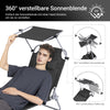 SoBuy | Sonnenliege mit Sonnendach | klappbare Gartenliege | Relaxstuhl für Gärten, Höfe, Strände | Schwarz | OGS48-SCH