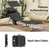 SoBuy | Sonnenliege mit Sonnendach | klappbare Gartenliege | Relaxstuhl für Gärten, Höfe, Strände | Schwarz | OGS48-SCH