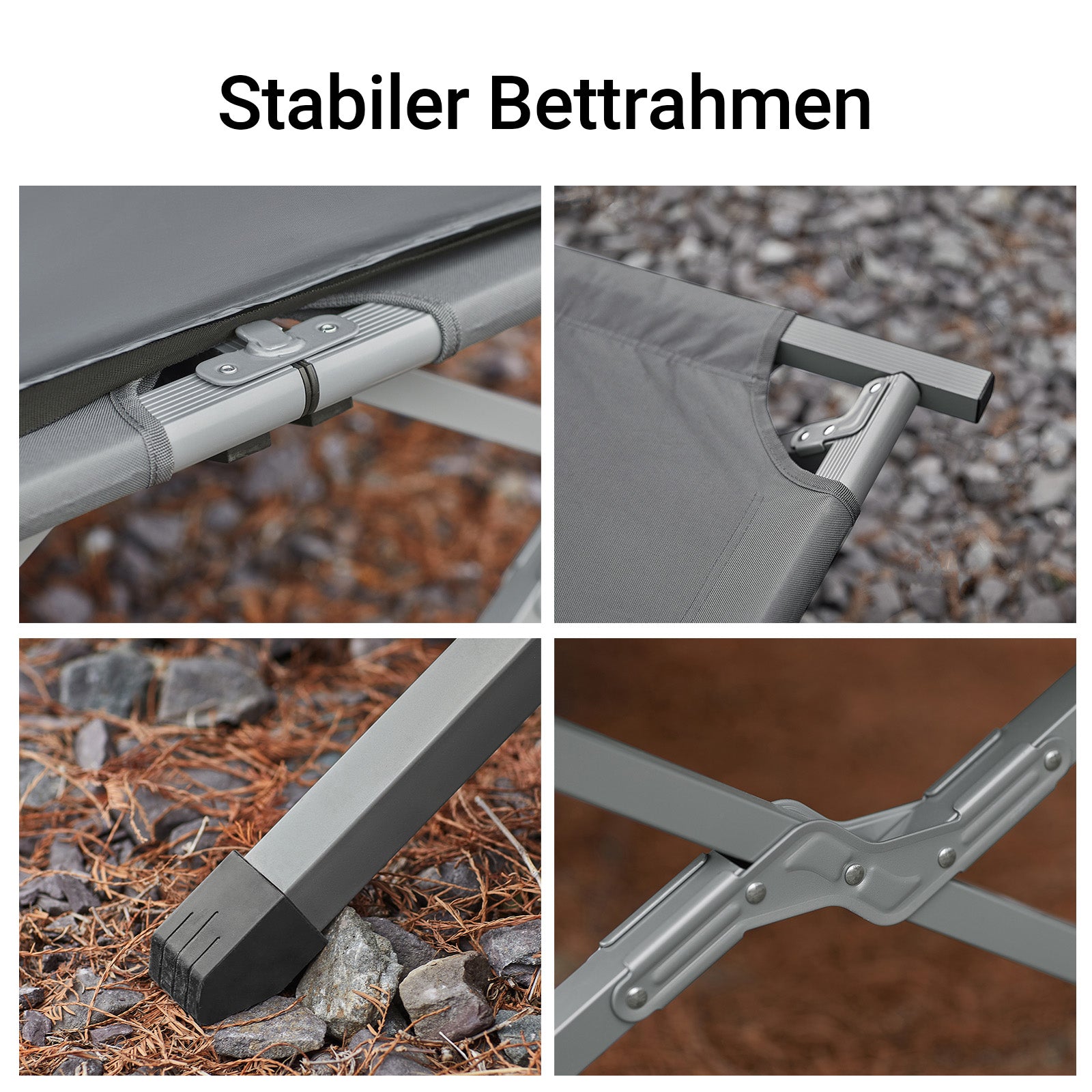 SoBuy 4in1-Zelt Campingzelt Feldbett 1 Mann Zelt Outdoor Grau 194x147x87cm OGS60-HG