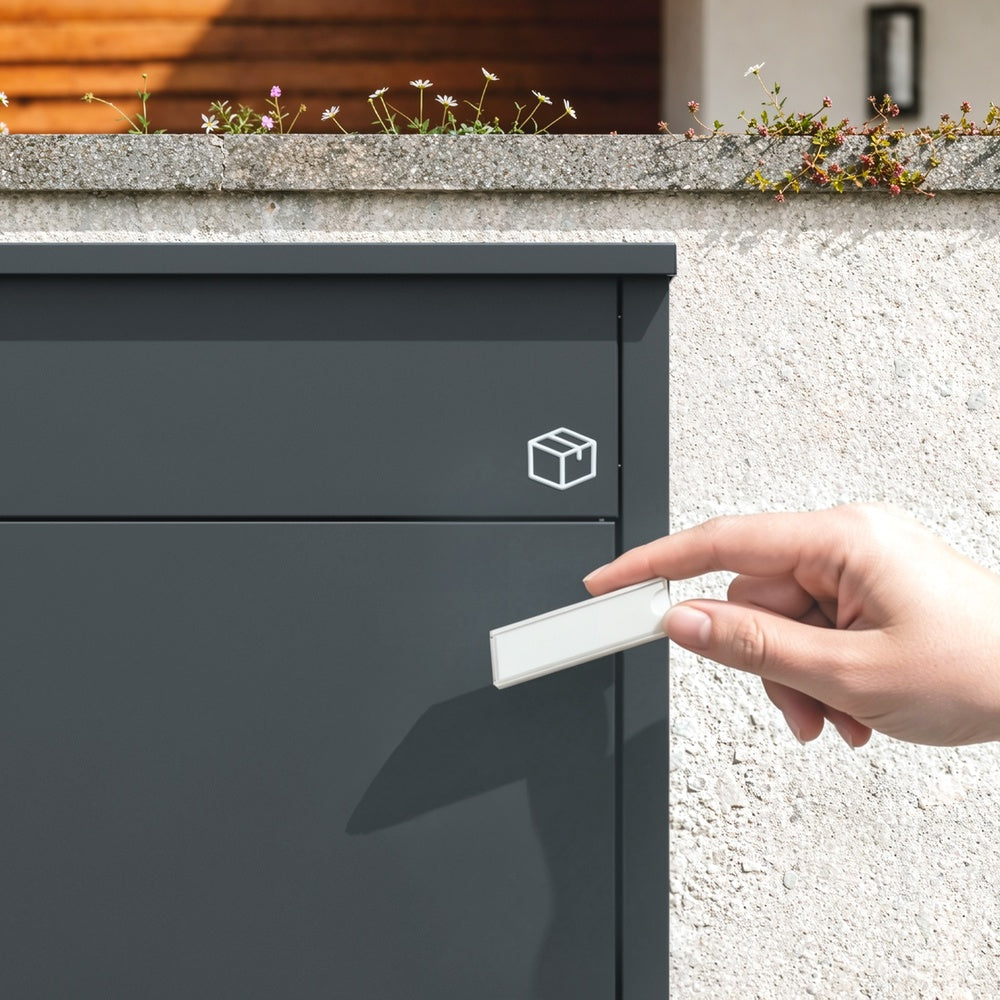 SoBuy Paketbox mit Briefkasten Paketbox Anthrazit XXL freistehend Dunkelgrau 55×41.3×112 cm OGS67-DG