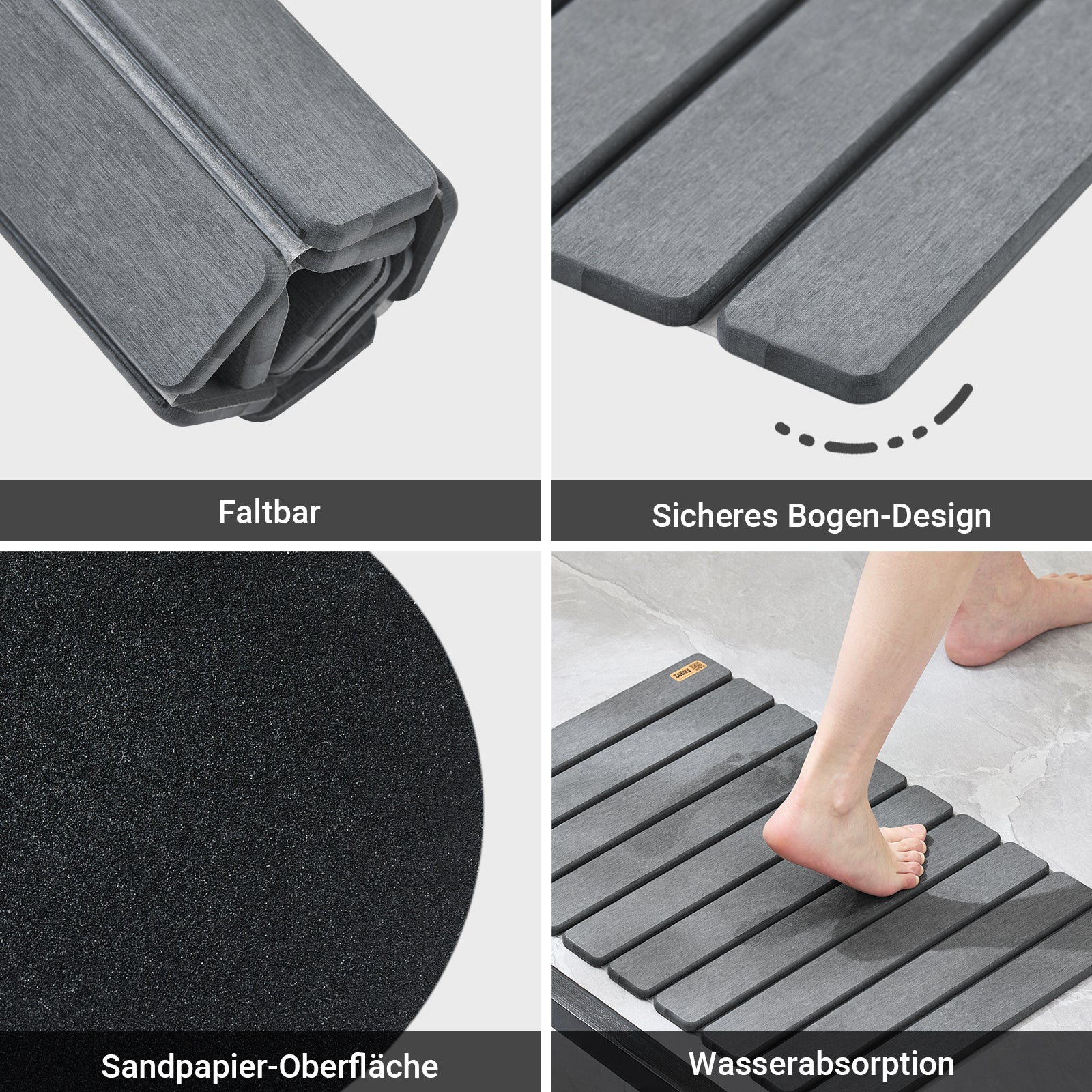 SoBuy | Stein Badematte super saugfähig rutschfest leicht zu reinigen Grau | 59x39cm | SDA10-HG