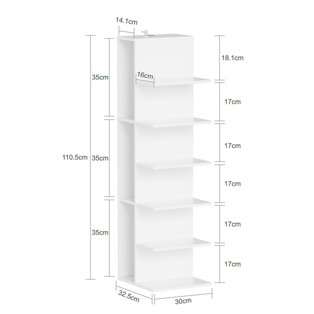 SoBuy | Regale & Bücherregale | Bücherregal Weiß Schmal | Weiß | 30×32.5×110.5 cm | STR14-W