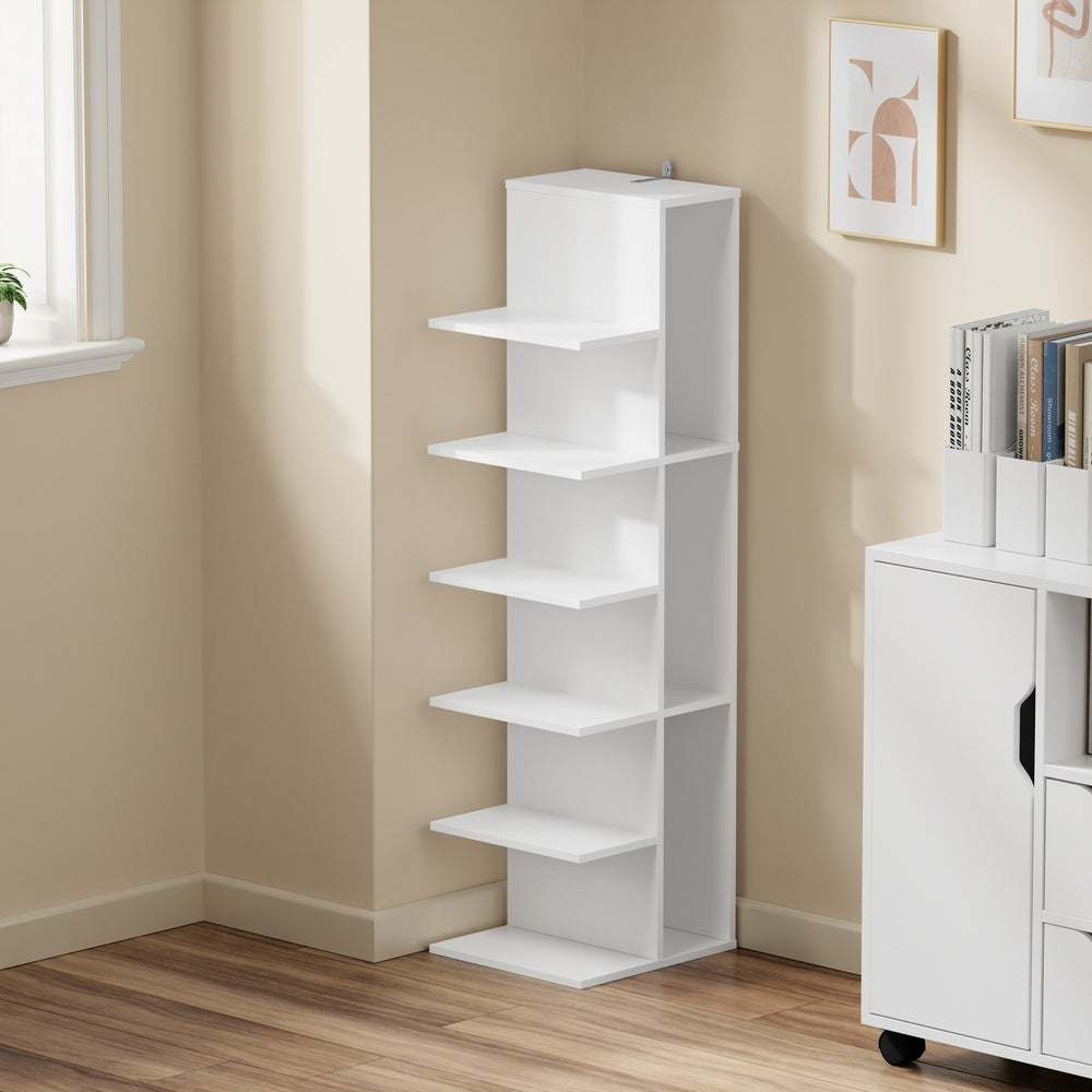 SoBuy | Regale & Bücherregale | Bücherregal Weiß Schmal | Weiß | 30×32.5×110.5 cm | STR14-W
