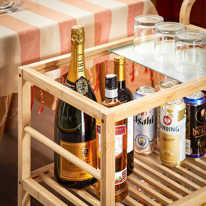 SoBuy | Servierwagen | Küchenwagen | Küchenregal | Rollwagen | Natur | SVW24-N