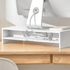 SoBuy | Monitorerhöhung | Monitorständer mit 3 Schubladen | Weiß | BBF03-W