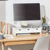 SoBuy | Monitorerhöhung | Monitorständer mit 3 Schubladen | Weiß | BBF03-W