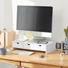 SoBuy | Monitorerhöhung | Monitorständer mit 3 Schubladen | Weiß | BBF03-W