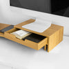 SoBuy | Design Monitorerhöhung für 2 Monitore | Monitorständer mit 2 Schubladen | Bambus | BBF04-N