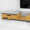 SoBuy | Design Monitorerhöhung für 2 Monitore | Monitorständer mit 2 Schubladen | Bambus | BBF04-N