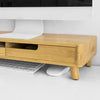 SoBuy | Design Monitorerhöhung | Monitorständer mit 2 Schubladen | Bambus | BBF06-N
