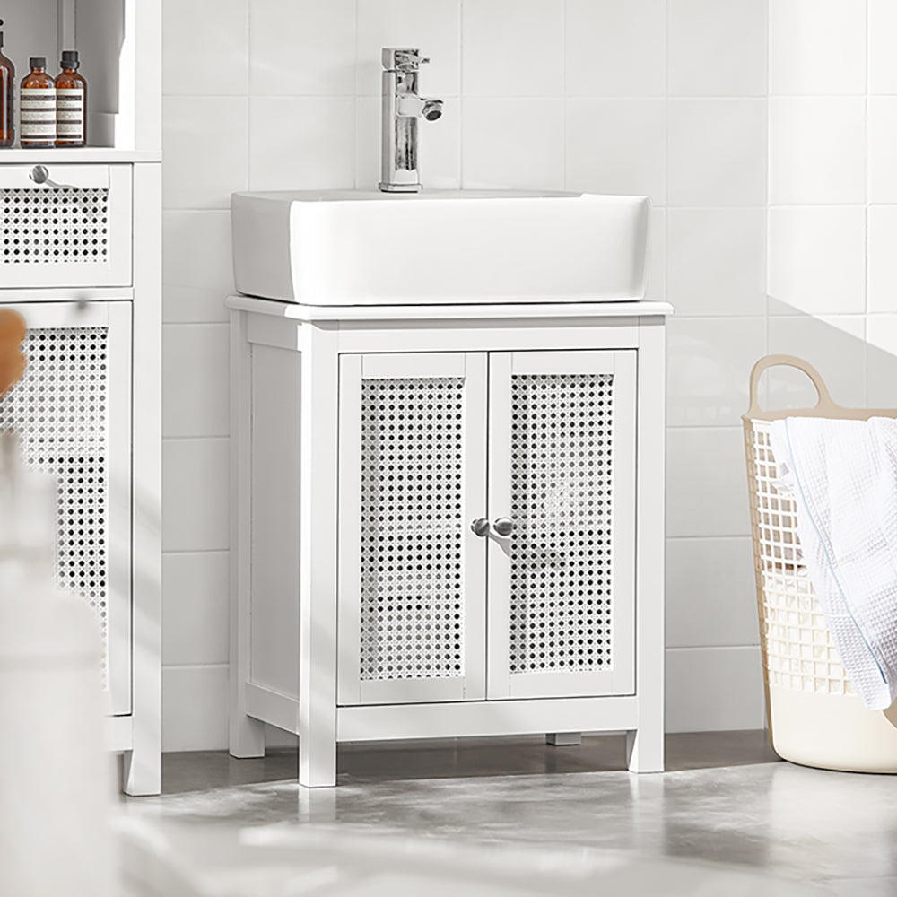 SoBuy | Waschbeckenunterschrank | Badezimmerschrank Weiß | Landhaus | BZR35-W