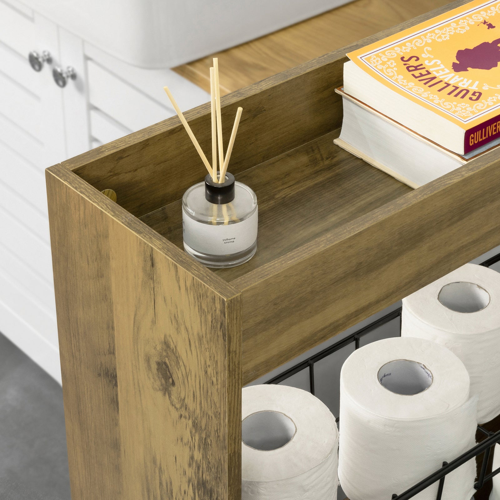 SoBuy | Nischenregal mit 3 Etagen | Küchenregal | Rollwagen | BZR46-N