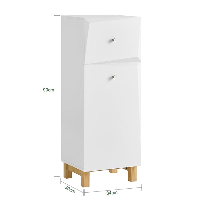 SoBuy | Wäscheschrank mit Wäschesack | Wäschesammler | Wäschekorb Weiß | BZR93-W