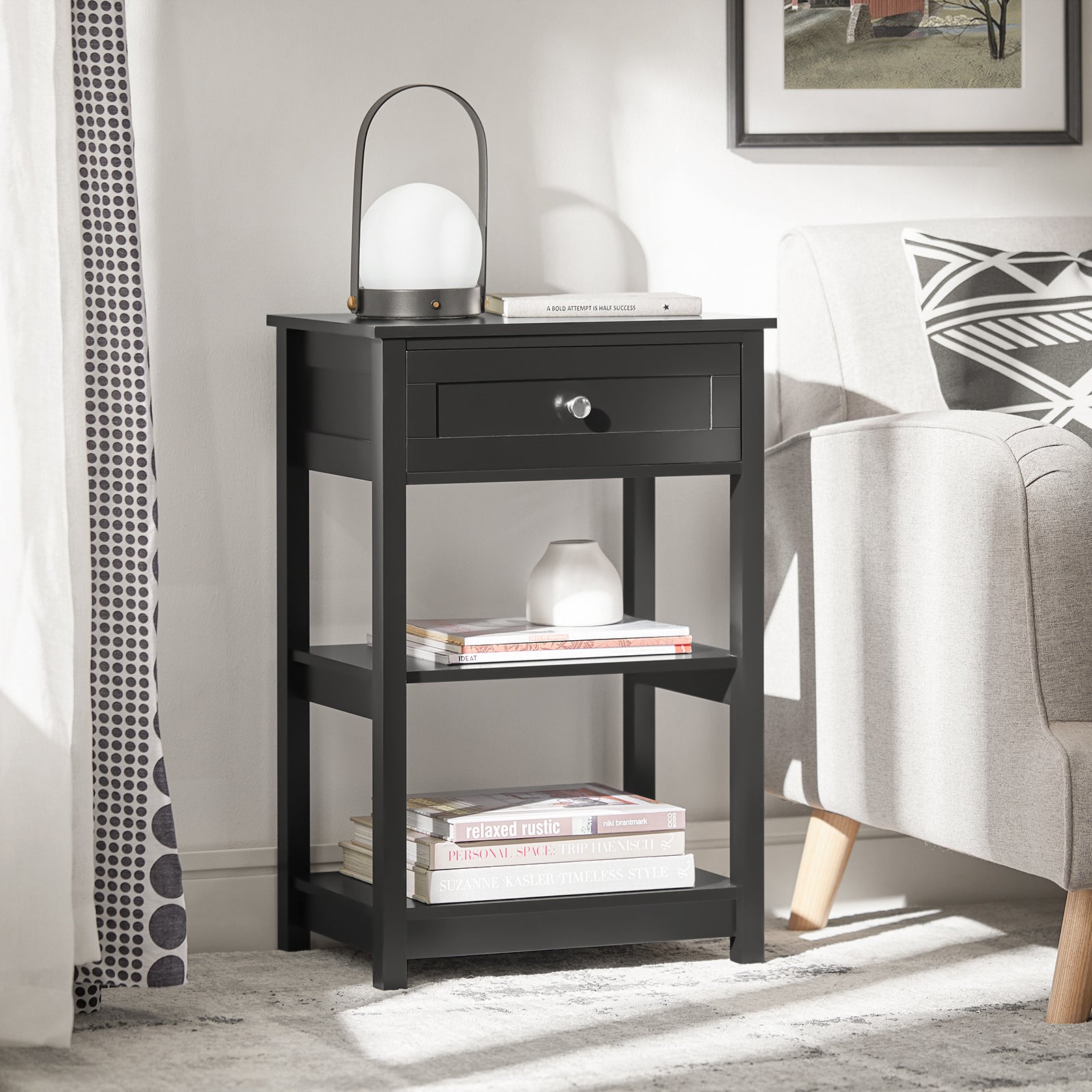SoBuy | Nachttisch | Fürs Schlafzimmer | Couchtisch | Beistelltisch Schwarz | FBT46-SCH