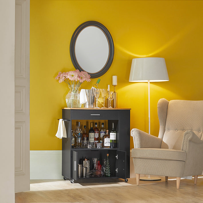 SoBuy Küchenwagen Servierwagen Für Küche, Wohnzimmer, Esszimmer Schwarz 82x88x46cm FKW113-SCH