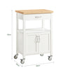 SoBuy | Servierwagen | aus Kautschukholz | Weiß-Natur | 60x92x45cm | FKW22-WN