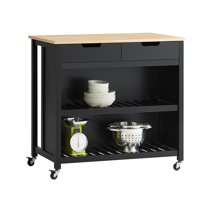 SoBuy | Kücheninsel | Küchenschrank | Küchenwagen | Schwarz-Natur | FKW74-SCH