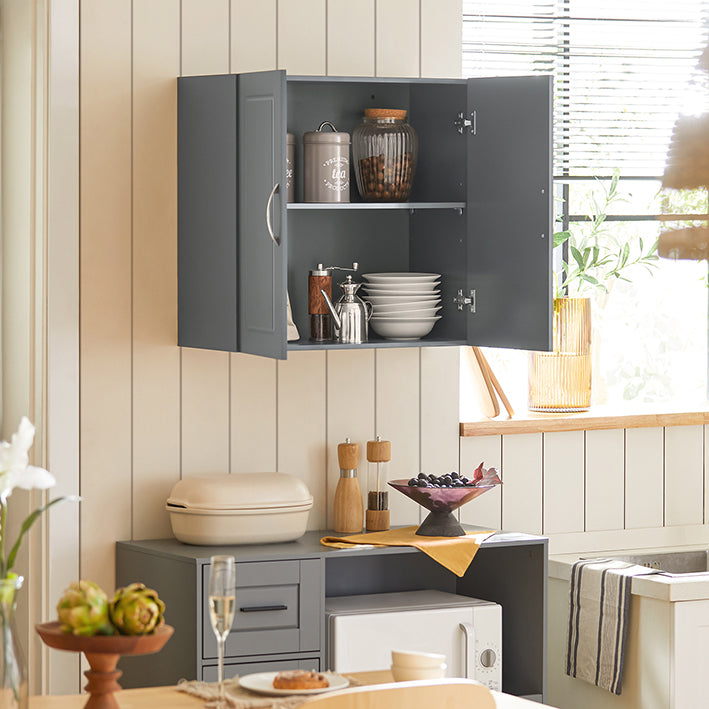 SoBuy | Wandschrank | Hängeschrank | Badschrank Grau | Medizinschrank | FRG231-DG