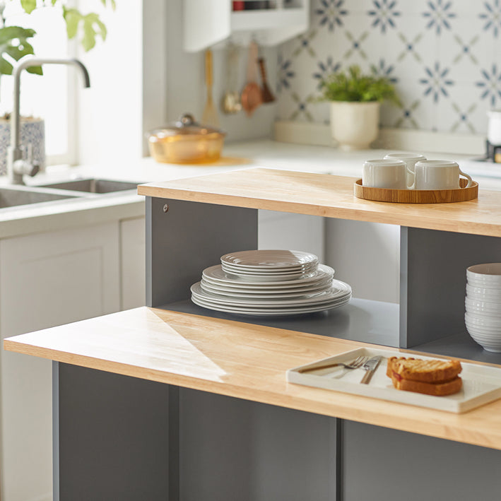 SoBuy | Sideboard mit Schiebetüren | Küchenschrank | Kommode hellgrau | FSB36-HG