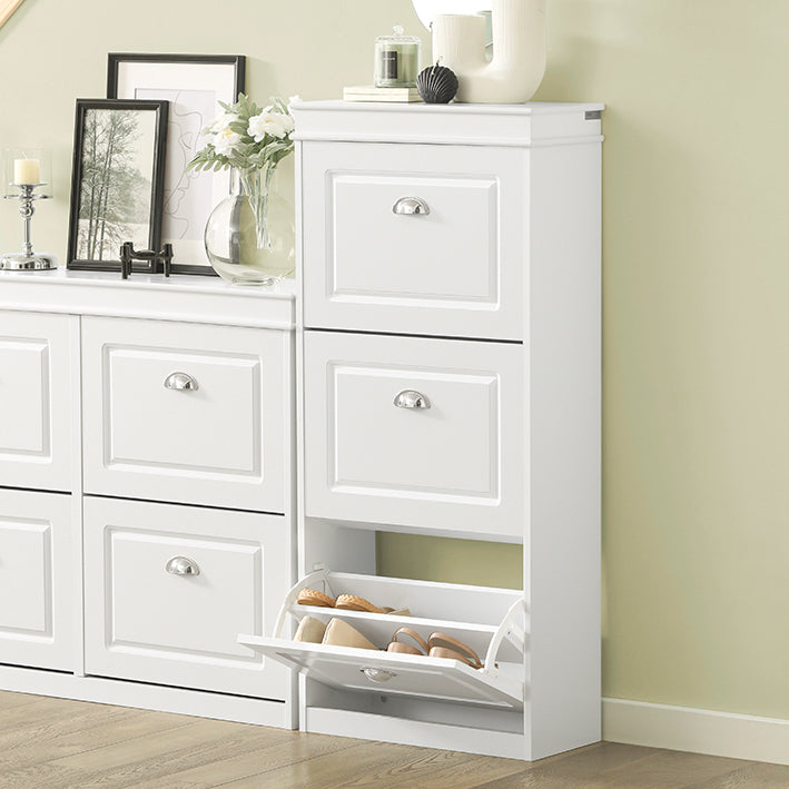 SoBuy | Schuhkipper-Set Weiß | Schuhbank und Schuhschrank | Schmal 24cm | FSR64-W+FSR94-W