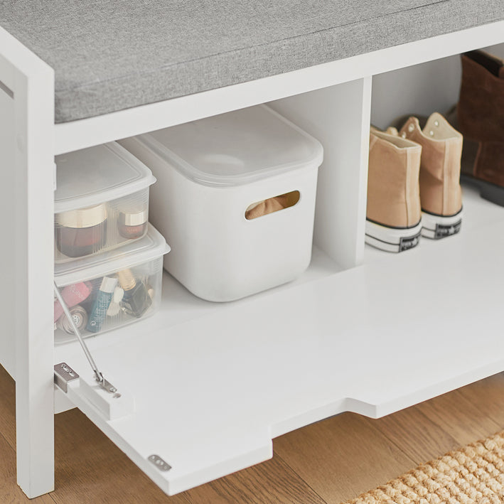 SoBuy | Sitzkommode | Sitzbank mit Sitzfläche | Schuhtruhe | Weiß | FSR97-W