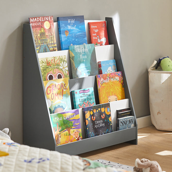 SoBuy | Kinderbücherregal | Zeitungsständer | Aufbewahrungsregal für Kinder | KMB32-HG