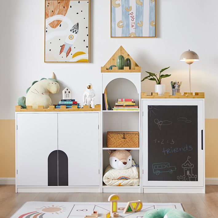 SoBuy | Kinderregal mit Tafel | Aufbewahrungsschrank | Kinderzimmer | KMB43-W
