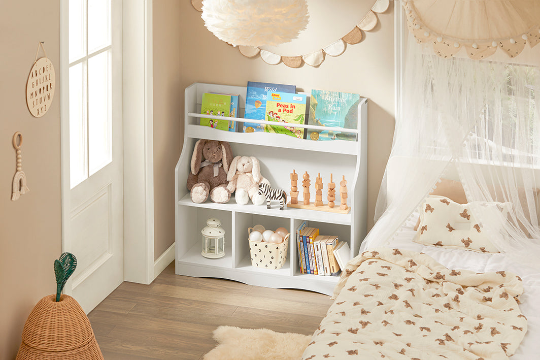 SoBuy | Kinderbücherregal | Spielzeugregal | Aufbewahrungsregal für Kinder | KMB57-W