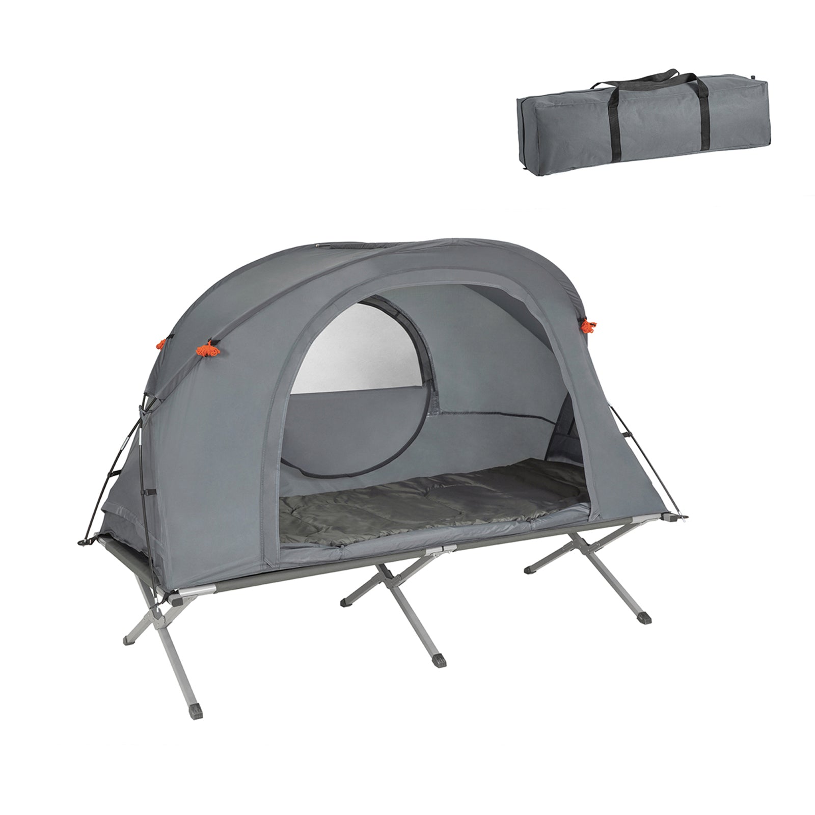 SoBuy 4in1-Zelt Campingzelt Feldbett 1 Mann Zelt Outdoor Grau 194x147x87cm OGS60-HG
