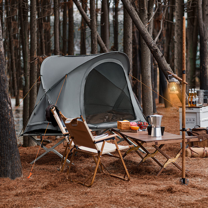SoBuy 4in1-Zelt Campingzelt Feldbett 1 Mann Zelt Outdoor Grau 194x147x87cm OGS60-HG