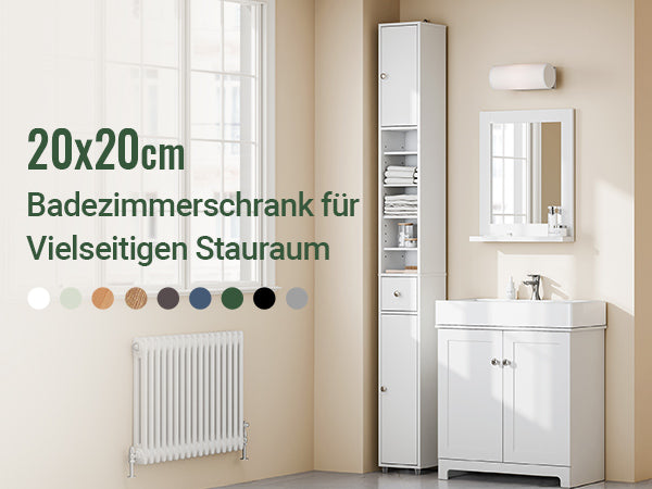 BZR34: Platzsparender Badezimmerhochschrank mit mehreren Farboptionen