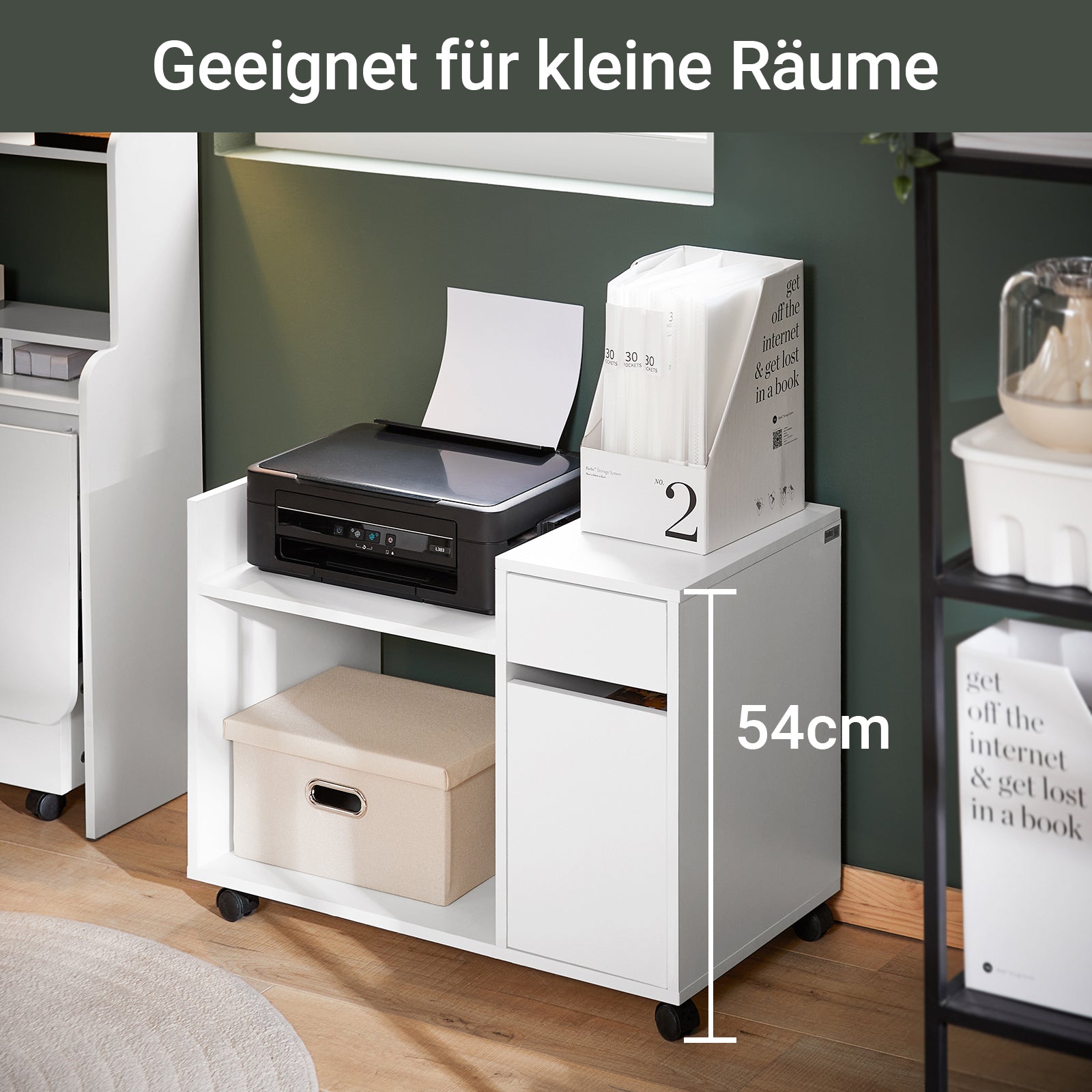 SoBuy | Aktenschrank  | Aktenschrankwagen | Druckertisch | Rollcontainer | Weiß | ASK02-W