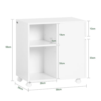 SoBuy | Aktenschrank | Aktenschrankwagen | Druckertisch | Rollcontainer | Weiß | ASK05-W