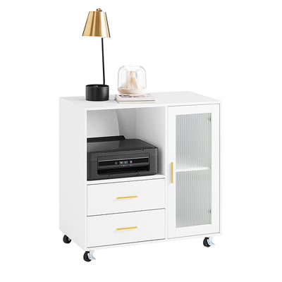 SoBuy | Sideboard auf Rollen | Küchenwagen | Mikrowellenschrank | Aufbewahrungsschrank | ASK09-W