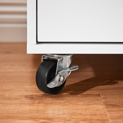 SoBuy | Sideboard auf Rollen | Küchenwagen | Mikrowellenschrank | Aufbewahrungsschrank | ASK09-W