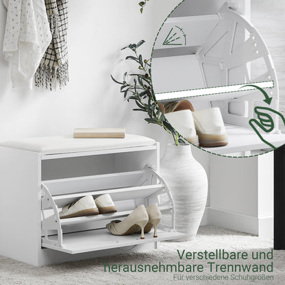 SoBuy | Schuhkipper | Schuhbank mit Schuhregal | Weiß | FSR16-W