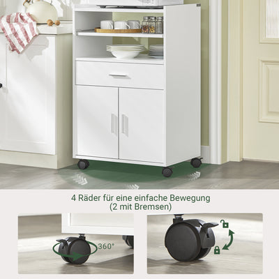 SoBuy | Küchenschrank | Mikrowellenschrank | Rollschrank Weiß | FSB09-W