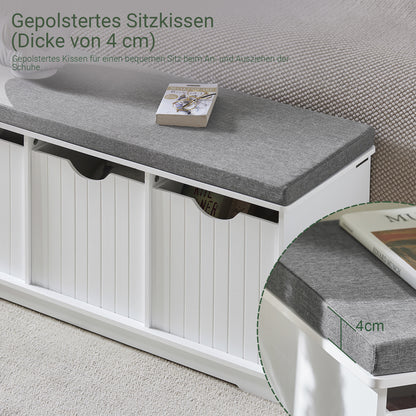 SoBuy | Sitzbank mit Sitzfläche | Spieltruhe | Sitzkommode Weiß | FSR30-W