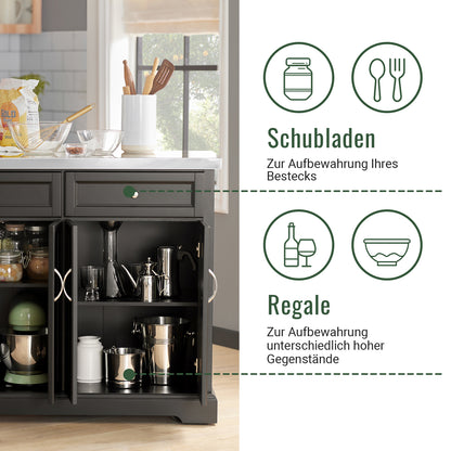 SoBuy | Kücheninsel | Küchenwagen mit erweiterbarer Arbeitsfläche | Küchenschrank Schwarz | FKW71-SCH
