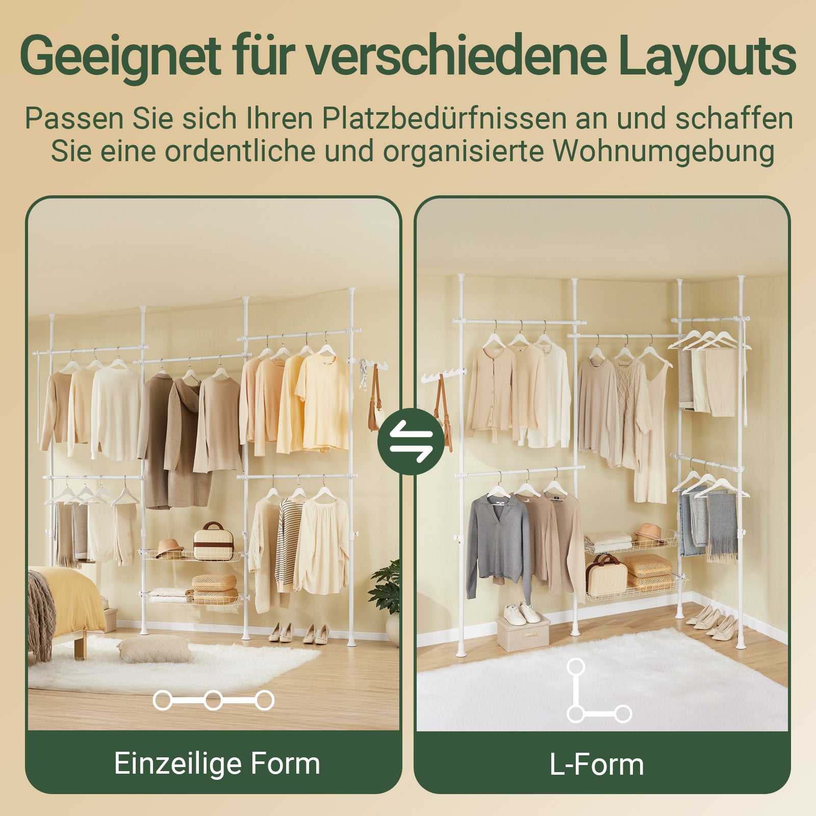 SoBuy | Teleskop Kleiderstange | Kleiderstangen System | Weiß | KLS04-II-W