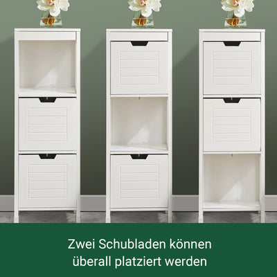 SoBuy | Bad Hochschrank | Badschrank Weiß | Badezimmermöbel Landhaus | FRG127-W